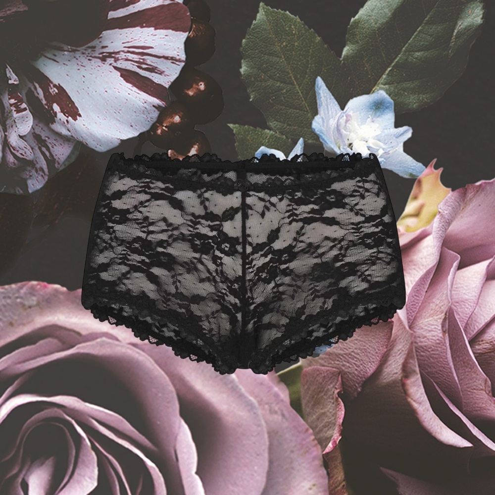 Two pairs of Black SKIMS stretch lace boyshort panties